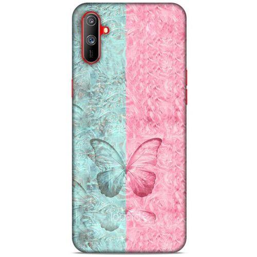 Oppo Realme C3 Kılıf Kelebek Etkisi (30) Silicone Case Turkuaz Pembe