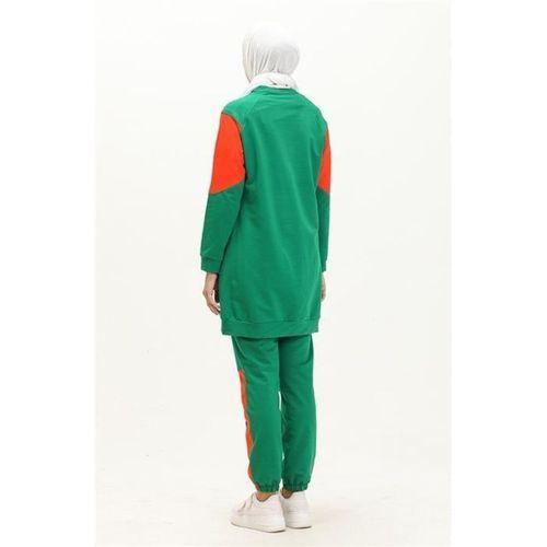 Şimal Paçası Lastikli Pantolonu Garnili İkili Eşofman Spor Takımı - 71083.111 - Benetton Yeşil