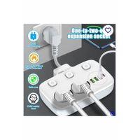 Akım Korumalı 2’li Ayrı Anahtarlı Priz, 2x Priz, 3x Usb, 1x Type-c, 2 Mt Kablo, Hızlı Şarj