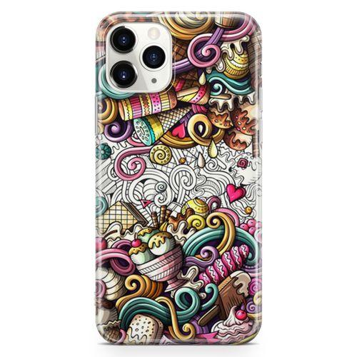 Apple iPhone 11 Pro Kılıf Dondurma Doodle Arka Kapak Koruma Desenli Full Koruyucu