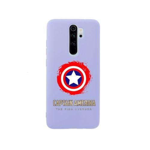Xiaomi Redmi Note 8 Pro Captain America Premium Silikonlu Lila Telefon Kılıfı
