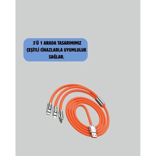 3’ü 1 Arada Kablo – 120w Hızlı Şarj Ve Veri Aktarımı Özellikli