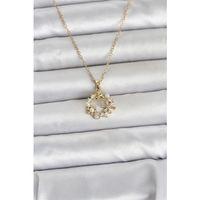 316L Çelik Zincir Gold Renk İncili Çiçek Model Kadın Koyle