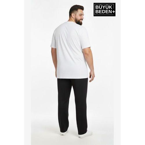 Erkek Büyük Beden New York Baskılı Rahat Kesim Paça Reçme ince Eşofman Altı SPR26EA952-5