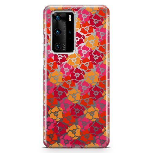 Huawei P40 Pro Kılıf Sevimli Kalpler Arka Kapak Koruma Desenli Full Koruyucu