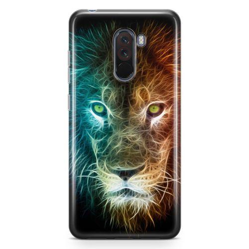Xiaomi Pocophone F1 Kılıf Neon Aslan Arka Kapak Koruma Desenli Full Koruyucu