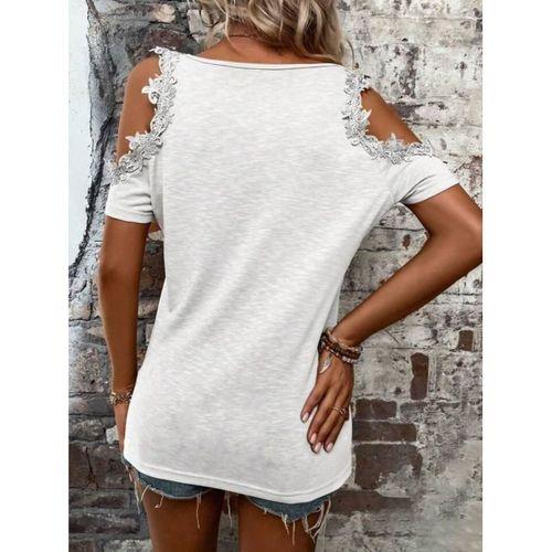 Kadın Omuzlardan Açık Yuvarlak Yakalı Viskon Bluz