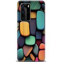 Huawei P40 Pro Kılıf HD Baskılı Kılıf - Renkli Taşlar + Tam Ekran Koruyucu