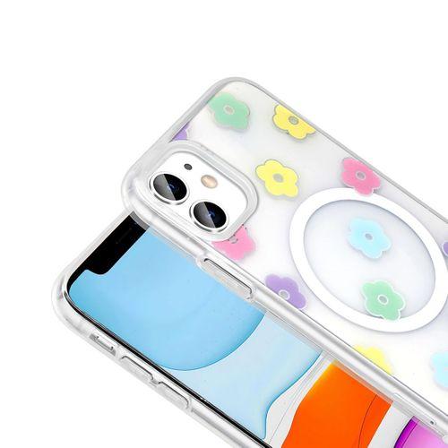 Apple iPhone 11 Kılıf M-Safe Şarj Özellikli Şeffaf Zore Folk Sert Kapak