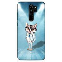 Xiaomi Redmi Note 8 Pro Kılıf FunnyMaX (40) Fit Silikon Kılıf Açık Mavi Kedi