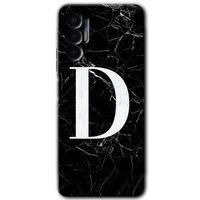 Tecno Pova 3 Kılıf HD Desen Baskılı Arka Kapak - Siyah Mermer Desenli D Harfi