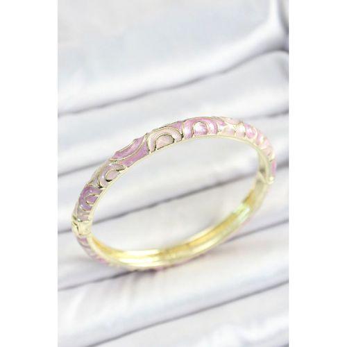 Mineli Pirinç Pembe Sarmal Desenli Gold Renk Kadın Kelepçe