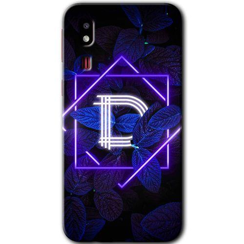 Galaxy A2 Core Kılıf HD Desen Baskılı Arka Kapak - Dark Neon Yaprak D Harfi