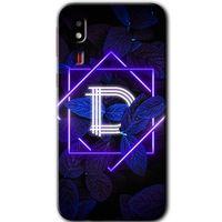 Galaxy A2 Core Kılıf HD Desen Baskılı Arka Kapak - Dark Neon Yaprak D Harfi