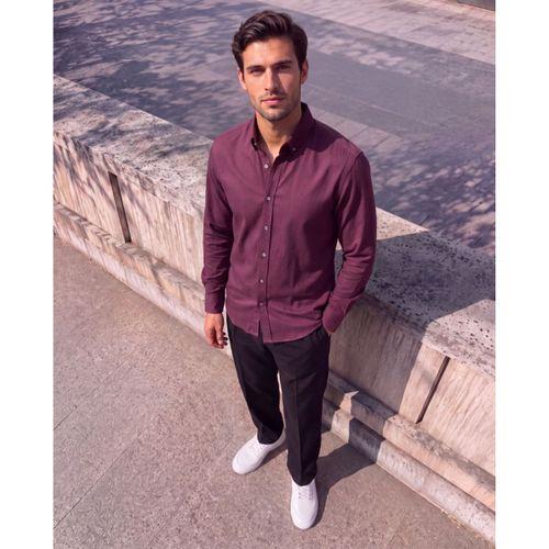 Erkek Standart Kesim Gabardin Kumaş Uzun Kollu Gömlek