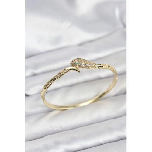 Pirinç Zirkon Taşlı Yılan Model Kadın Kelepçe Bileklik