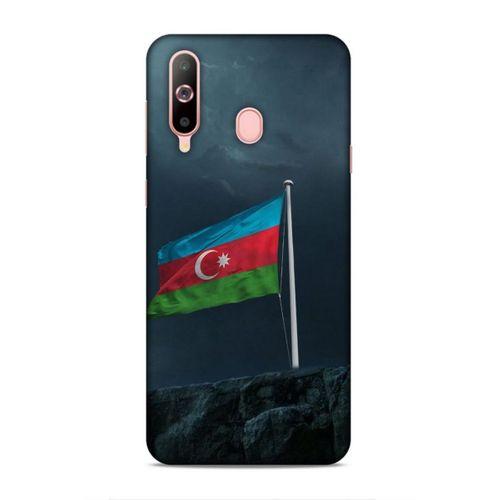 Samsung Galaxy A60 Uyumlu Kılıf Azarbaijan (27) Tasarımlı Kılıf Mavi Beyaz