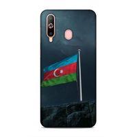 Samsung Galaxy A60 Uyumlu Kılıf Azarbaijan (27) Tasarımlı Kılıf Mavi Beyaz