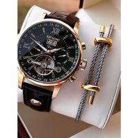 Raymond Nişan Ve Damatlara Özel Deri Kordon 2 Yıl Garantili Otomatik Erkek Kol Saati+Bileklik RMD.M4