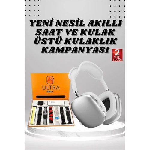 Kulak Üstü P9 Kablosuz Bluetooth Kulaklık Ve 7 Kordonlu Akıllı Saat