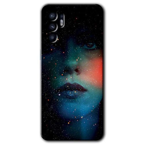 OPPO Oppo Reno 6 Kılıf HD Desen Baskılı Arka Kapak + Temperli Cam - Karanlık Kadın