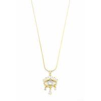 Sallantılı Taşlı Göz Kolye - Altın