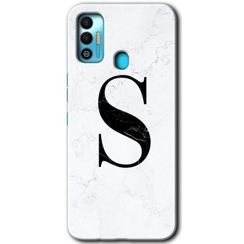 Potkal Hediye Fabrikası Tecno Spark 7T Kılıf HD Desen Baskılı Arka Kapak - Beyaz Mermer Desenli S Harfi