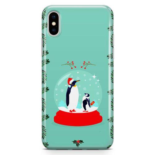 Apple iPhone X Kılıf Kar Küresi Penguen Arka Kapak Koruma Desenli Full Koruyucu