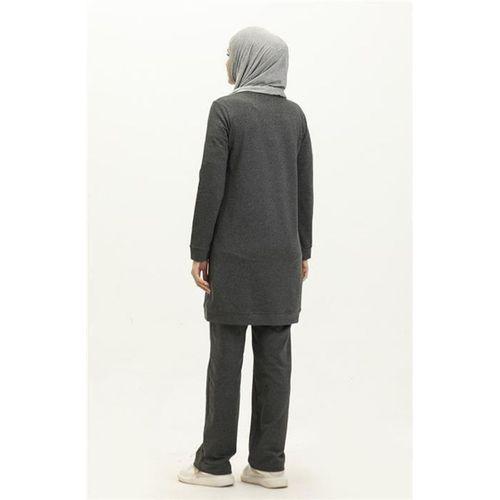Bisiklet Yaka Uzun Tunik Pantolon Sade Basic Spor Takımı - 03050.017 - Antrasit