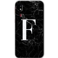 Potkal Hediye Fabrikası Samsung Galaxy A2 Core Kılıf HD Desen Baskılı Arka Kapak - Siyah Mermer Desenli F Harfi
