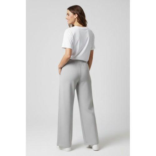 Kadın Yumuşak Hafif Nefes Alabilen Kumaş Geniş Paça Pantolon – Rahat Kalıp – Yüksek Bel – Grey