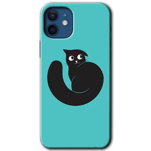 iPhone 12 Kılıf Baskılı Kapak - Cat Vector +Tam Ekran Koruyucu