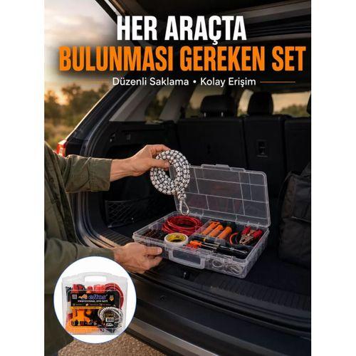 27 Parça Oto Güvenlik Ve Bakım Seti Şeffaf Taşıma Kutulu Araç Ekipman Çantasız