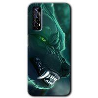 MRCİLETİSİM Realme 7 Kılıf Baskılı Kapak - Yeşil Kurt + 5D Tam Kaplayan Cam