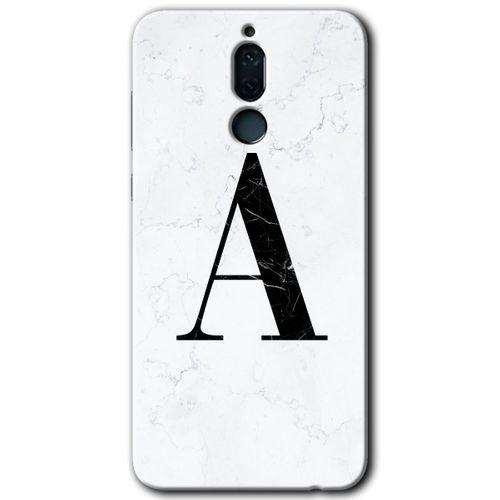 Potkal Hediye Fabrikası Huawei Mate 10 Lite Kılıf HD Desen Baskılı Arka Kapak - Beyaz Mermer Desenli A Harfi