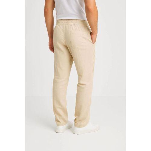 Erkek Keten Pantolon – Cepli, Beli Lastikli Ve Bağcıklı, Nefes Alan Rahat Kalıp, Yazlık Ve Baharlık Günlük Giyim, Şık - Konforlu Boru Paça Model - Bej