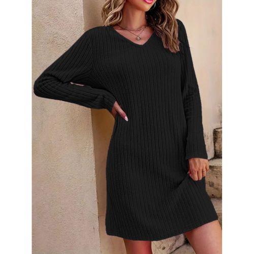 Kadın Uzun Kollu V Yakalı Kısa şardonlu Kaşkorse Elbise