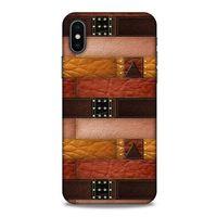 Apple iPhone XS Kılıf Patchwork (33) Hybrid Kılıf Kahve Toz Pembe