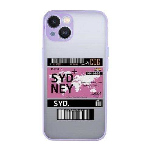 iPhone 13 Uyumlu Sydney Ticket Desenli Kamera Korumalı Buzlu Şeffaf Lüx Telefon Kılıfı