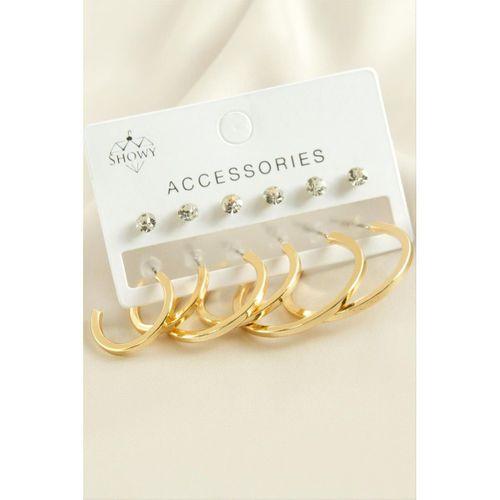 12 Adet Ezme Taşlı Halka Küpe