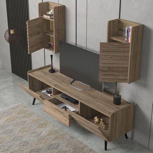 Della Panjur Kapaklı 2 Kapak 1 Çekmece Premium 180 Cm Tv Ünitesi - Minifiks - Pera - Siyah