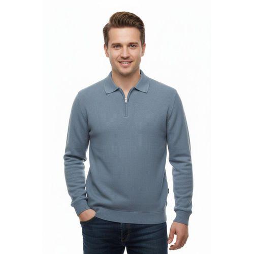 Erkek Polo Yaka Fermuarlı Triko Kazak Regular Fit  7001 BGL-ST04921