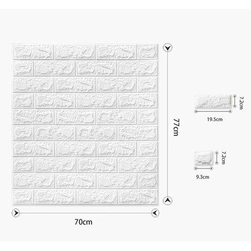 Dekoratif Kendinden Yapışkanlı 3D Tuğla Sünger Duvar Paneli Kağıdı Beyaz 77*70 CM 0,53M2 1 Adet