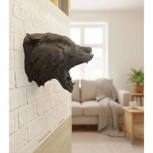 Dekoratif Asılabilir Siyah Ayı Başı 3d Duvar Heykeli 25x19 Cm