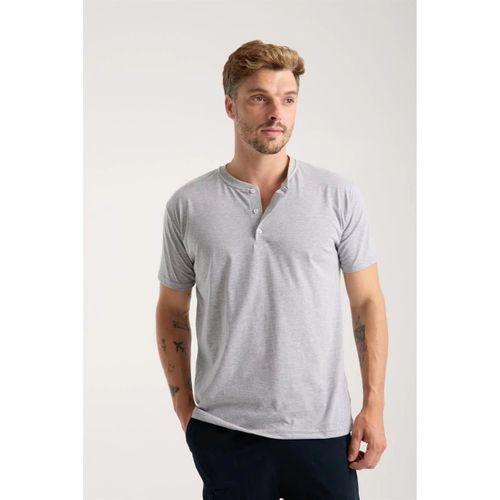 Erkek Gri Düğmeli Yaka Kısa Kol Pijama Takımı