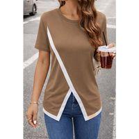 Kadın Kısa Kollu Bisiklet Yaka Viskon Bluz