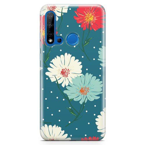 Huawei Nova 5i Kılıf Karlı Çiçekler Arka Kapak Koruma Desenli Full Koruyucu