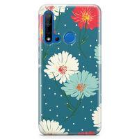 Huawei Nova 5i Kılıf Karlı Çiçekler Arka Kapak Koruma Desenli Full Koruyucu