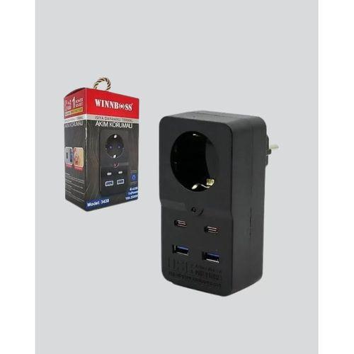 Akıllı Akım Dengelemeli Priz 2500w 4 Usb Type C Çıkışlı