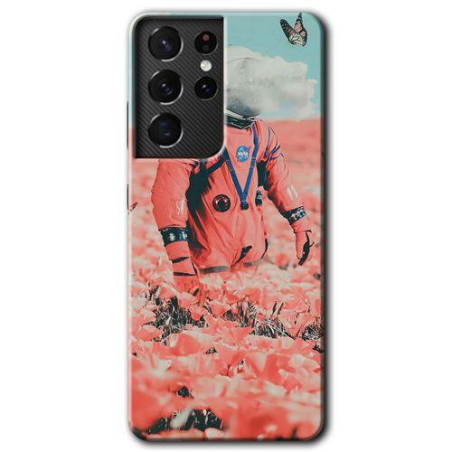 Samsung Galaxy S21 Ultra Kılıf HD Desen Baskılı Arka Kapak + Temperli Cam - Uzay Bahçesi